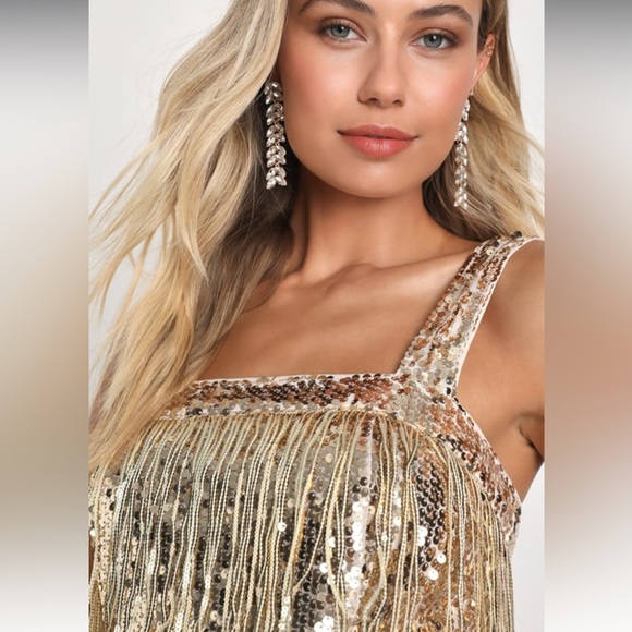 Fringe Fashion Gold Sequin Fringe Bodycon Mini Dress - Picture 4 of 5